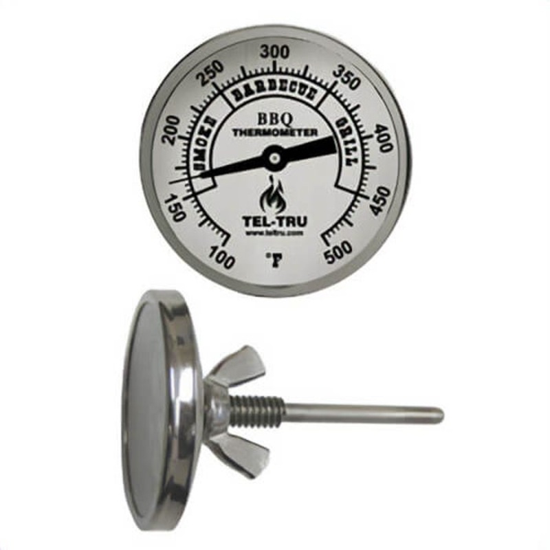 Tel-Tru 221M02FBABFAHAA Dial Thermometer, Back Connected, 100/500F, 1/4 in -20, 2.5 in Stem, 2 in Dial Size