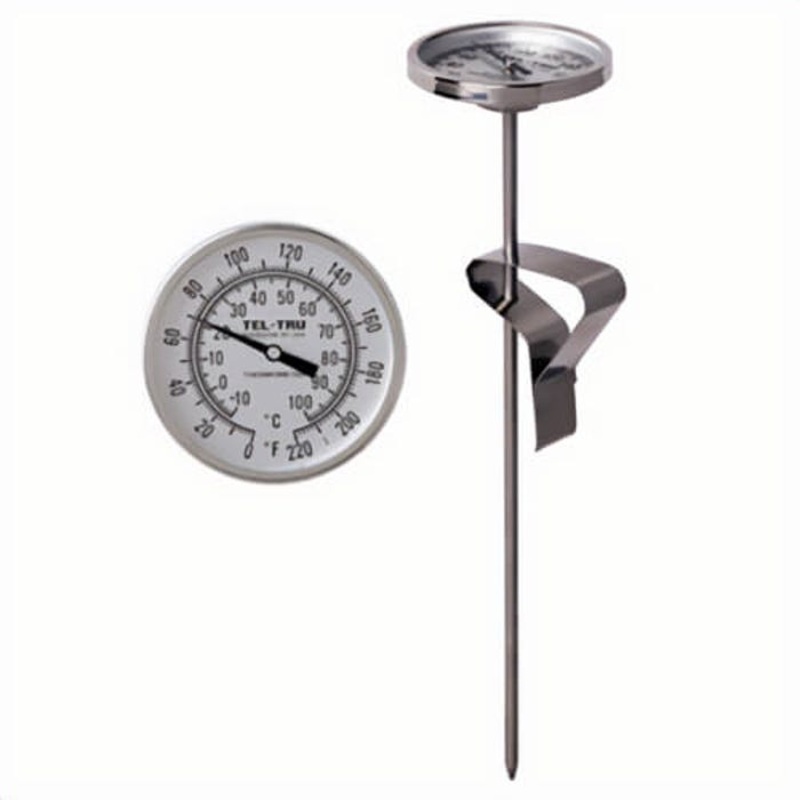 Tel-Tru 2310BE65AFFADAA Dial Thermometer, Back Connected, 150/750F, Recal Nut, 3.5 in Stem, 2 in Dial Size