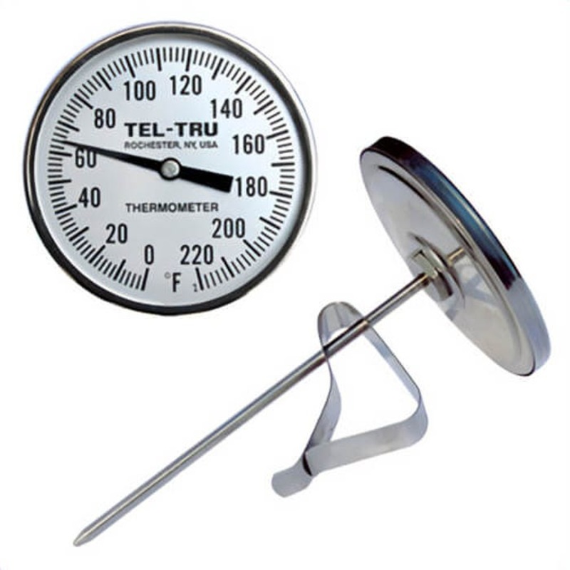 Tel-Tru 24100555AFEADAA Dial Thermometer, Back Connected, 0/180F, Recal Nut, 5 in Stem, 3 in Dial Size Dial Size