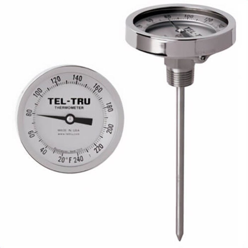 Tel-Tru 34100653AKKAAAA Dial Thermometer, Back Connected, -40/160F, 1/2 in NPT, 6 in Stem, 3 in Dial Size Dial Size