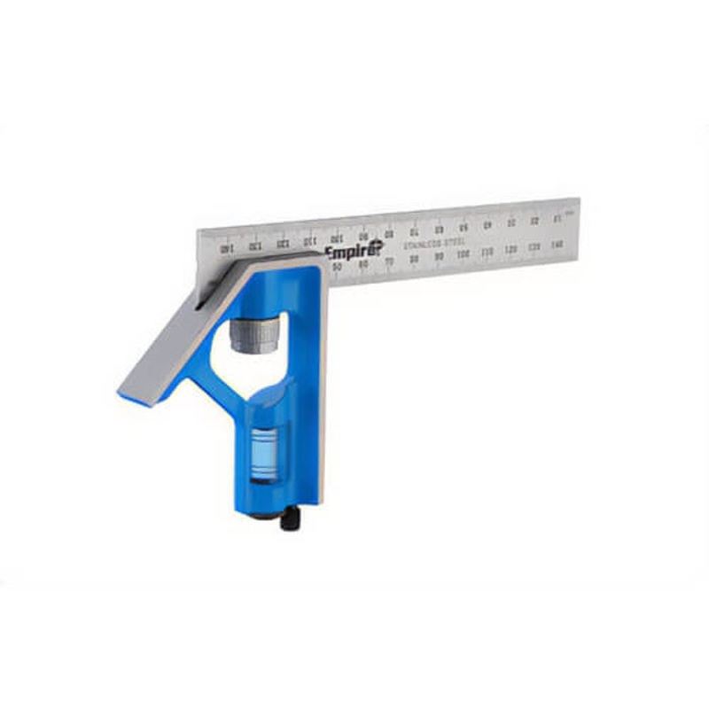 Empire E255M True Blue Combination Square with Blade-Lock and Dual-Pitch Vial, 150 mm