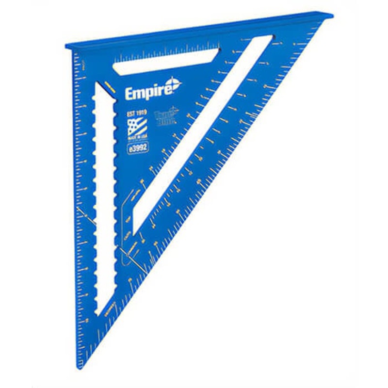 Empire E3992 True Blue High Visibility Laser Etched Rafter Square with Conversion Tables and Scribe-Guide, Imperial, 12 in