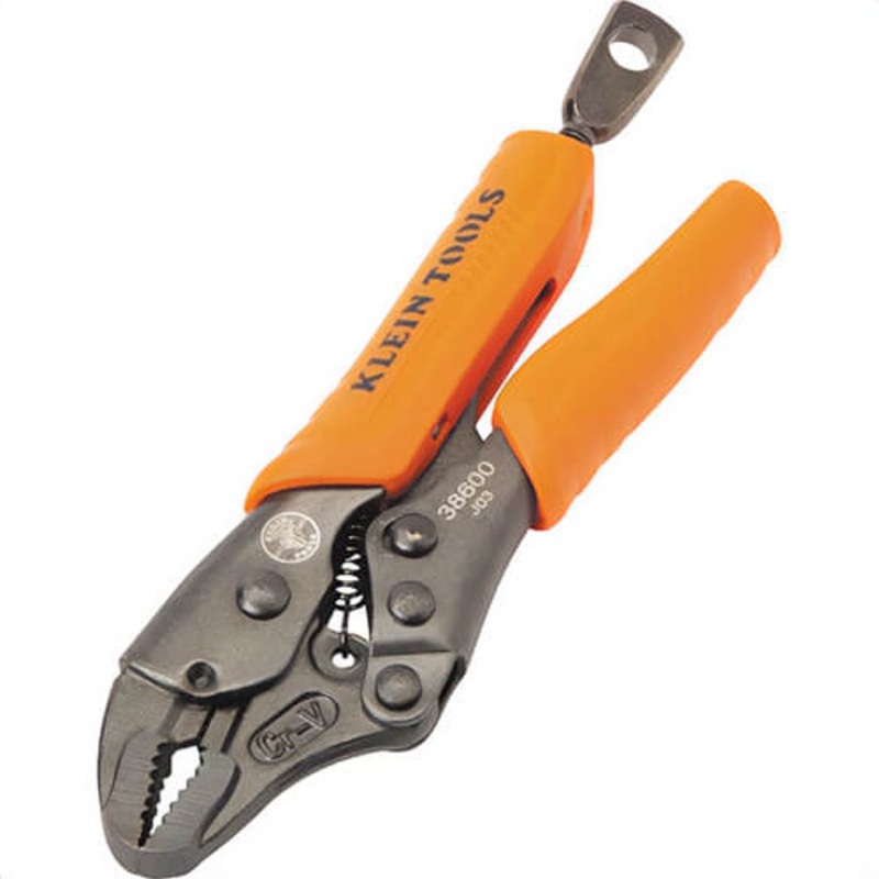 Klein 38600 Curved Jaw Locking Pliers, Molded Grip Finish, Steel, Orange/Black, 2.85 in Handle, 1 in Jaw Capacity, 5 in