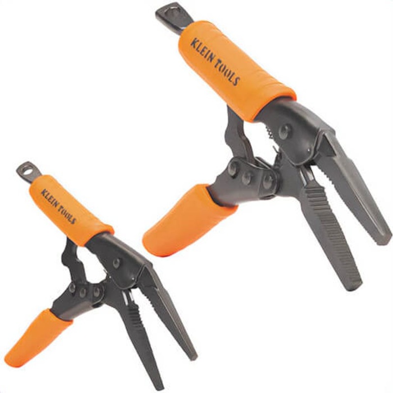 Klein 38661 Long Nose Locking Pliers Set, Molded Grip Finish, Steel, Orange/Black, 3.7 in to 4.71 in Handle, 2 in, 2.25 in Jaw Capacity, 6 in and 9 in, 2 pc
