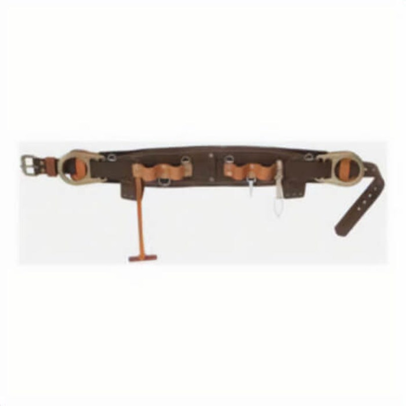 Klein 5266N-21D Semi-Floating Body Belt Style, Forged Single Tongue Buckle, Leather, Nylon, Brown, 36 in to 44 in Waist, 21 in