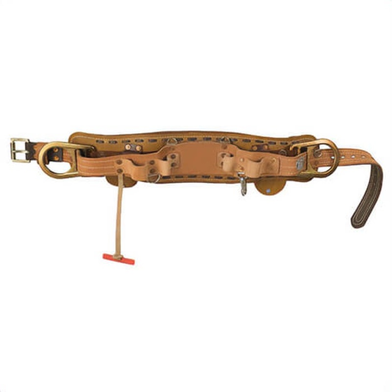 Klein 5278N-28D Full Floating Body Belt, Forged Single Tongue Buckle, Leather, Nylon, Light Brown, 45 to 53 in Waist