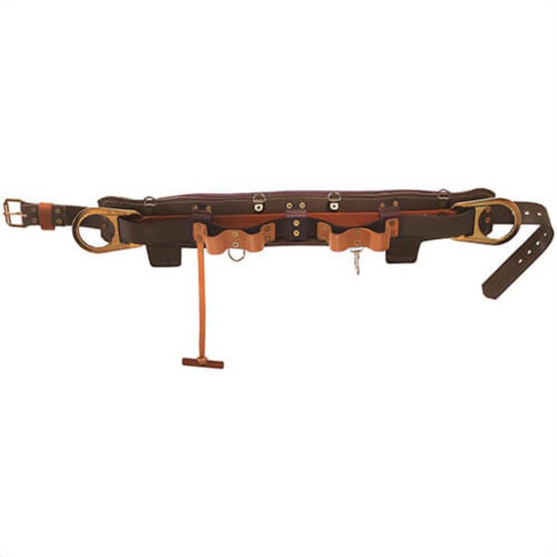 Klein 5282N-23D Body Belt Style, Forged Single Tongue Buckle, Leather, Nylon, Brown, 38 to 46 in Waist