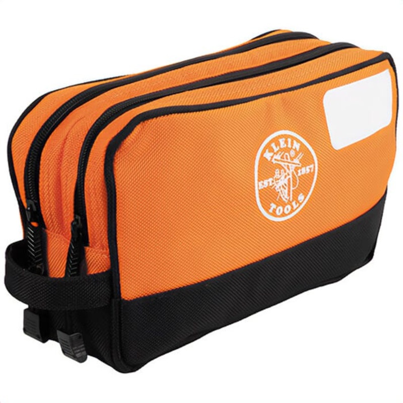Klein 55582 Double Zipper Bag with 2 Compartments, 1680D and 2520D Polyester, Orange, 180 in Cubic Area, 10 in x 6 in