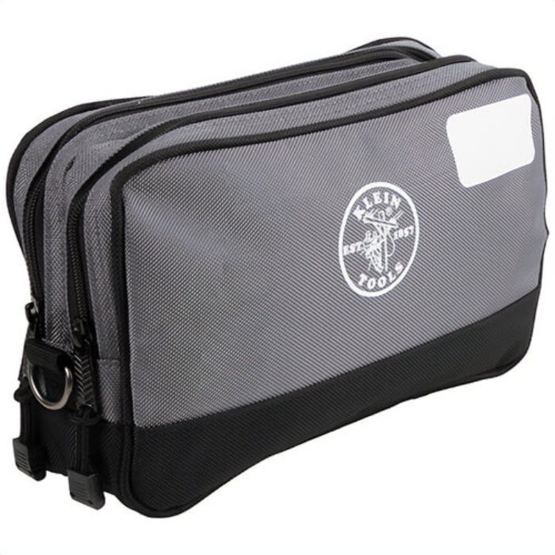 Klein 55583 Double Zipper Bag with 2 Compartments, 1680D Polyester, Gray, 252 in Cubic Area, 12 in x 7 in