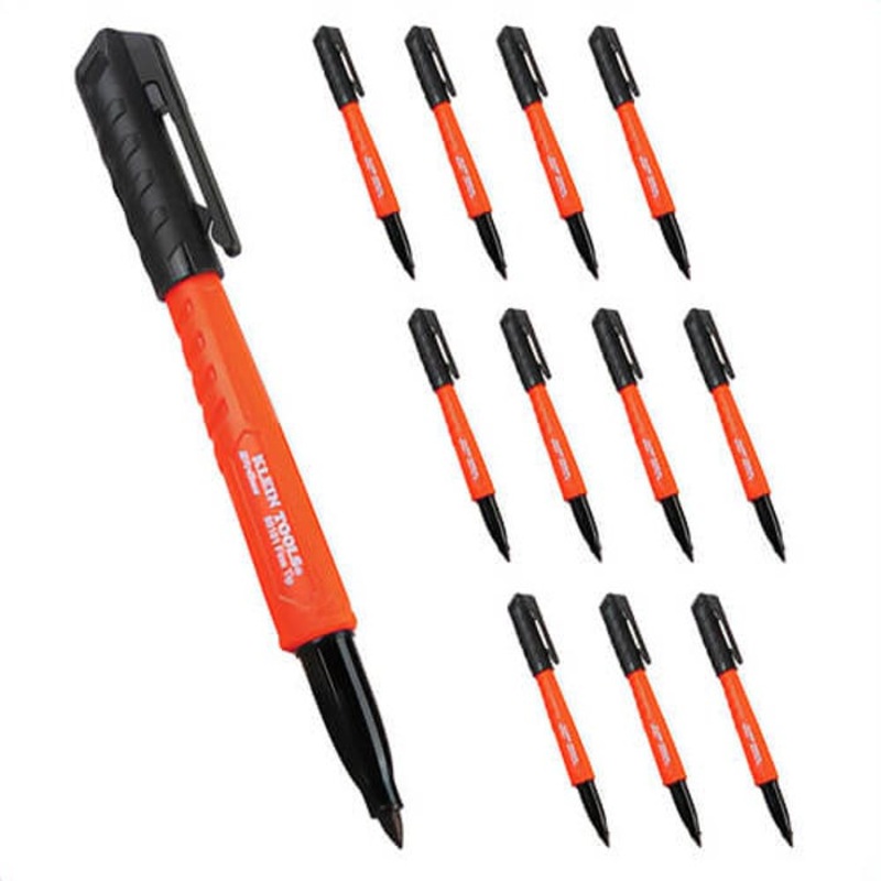 Klein 8610112 Skribes Fine Tip Permanent Markers, Polypropylene, Black, 12 pk