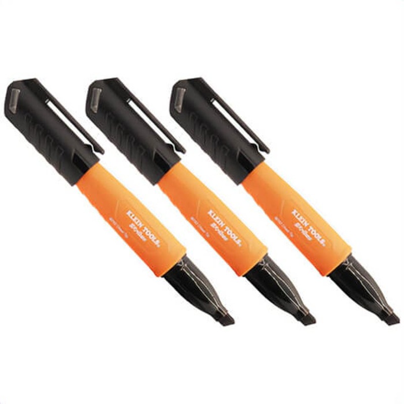 Klein 861023 Skribes Chisel Tip Permanent Markers, Polypropylene, Black, 3 pk
