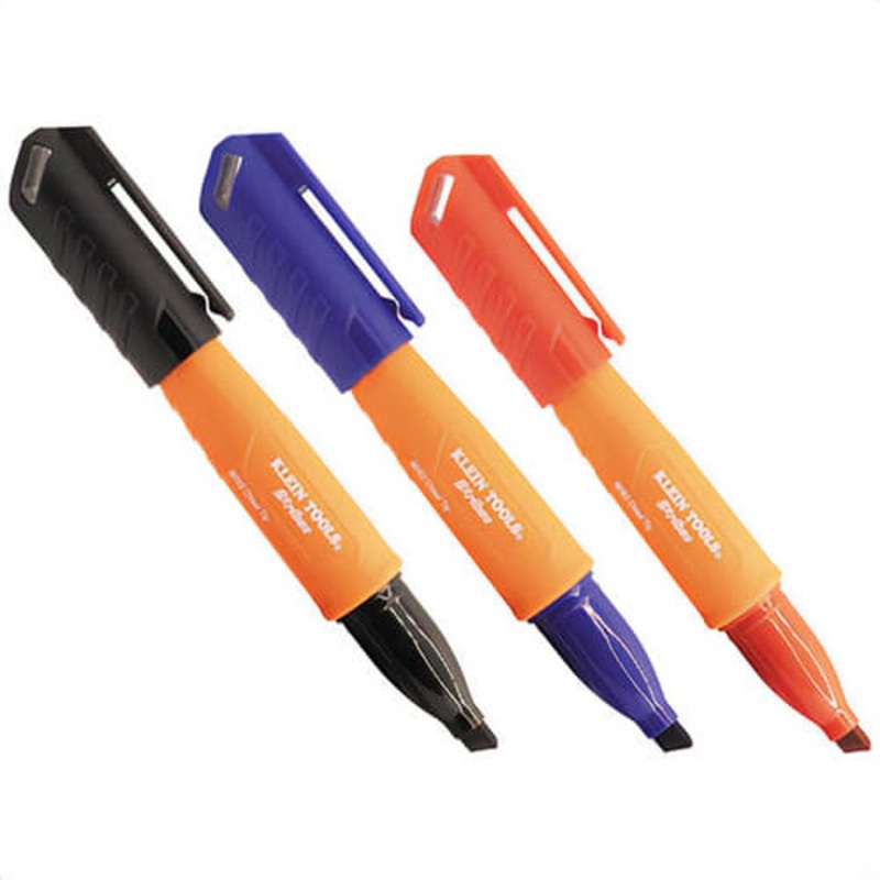 Klein 861923 Skribes Chisel Tip Permanent Markers, Polypropylene, Multi-Color, 3 pk