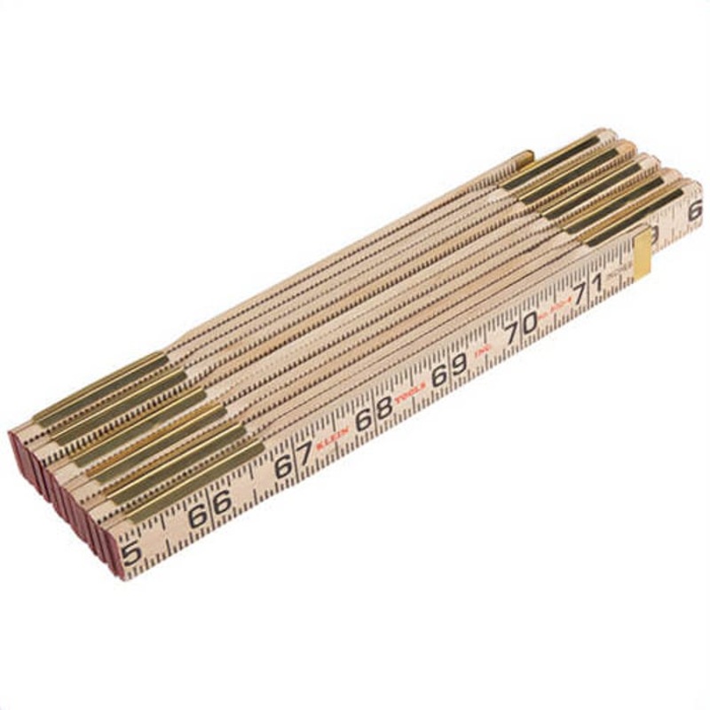 Klein 900-6 Wood Folding Rule, Inside Reading, Abrasion-Resistant Coating, SAE, 1/16 in Graduations