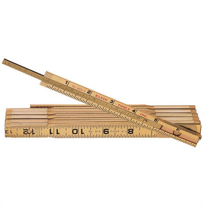 Klein 905-6 Wood Folding Rule with Extension, Abrasion-Resistant Coating, SAE, 1/16 in Graduations
