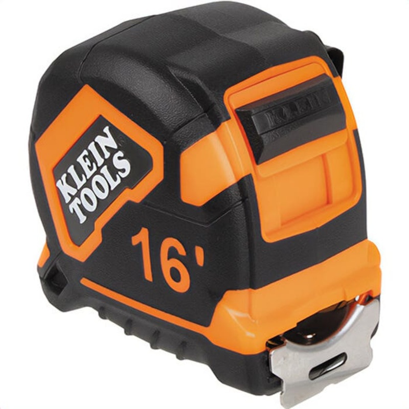 Klein 91616 Tape Measure, Single-Hook, Non-Magentic, Plastic Case with Steel Blade, Orange/Black, 16 ft