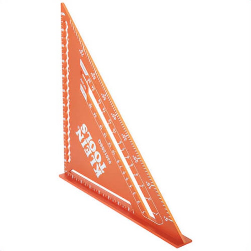 Klein 93512SSQ Rafter Square, 0 in to 12 in Measurement, Imperial, Orange, Aluminum, 12 in