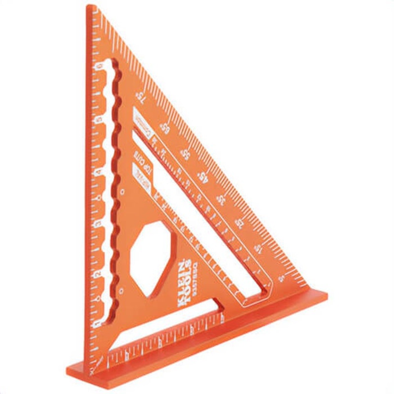 Klein 9357SSQ Rafter Square, 0 in to 7 in Measurement, Imperial, Orange, Aluminum, 7 in