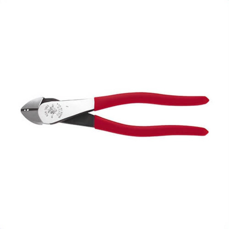 Klein D243-8 Diagonal Cutting Pliers, High-Leverage, Stripping, Plastic-Dipped, Steel, 0.93 in Jaw Capacity, 8 in