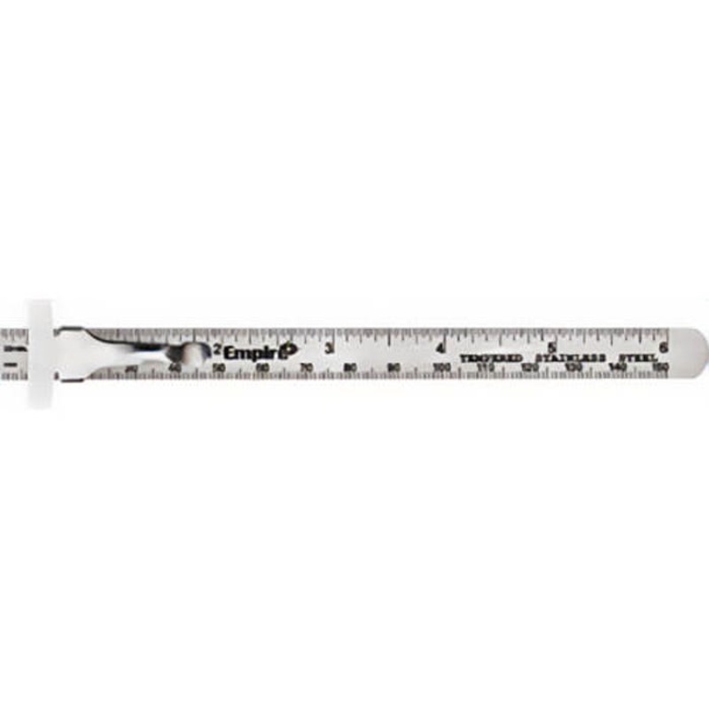 Empire 2730 Pocket Ruler with 32nds, Millimeter and Decimal, Stainless Steel, Imperial, 6 in