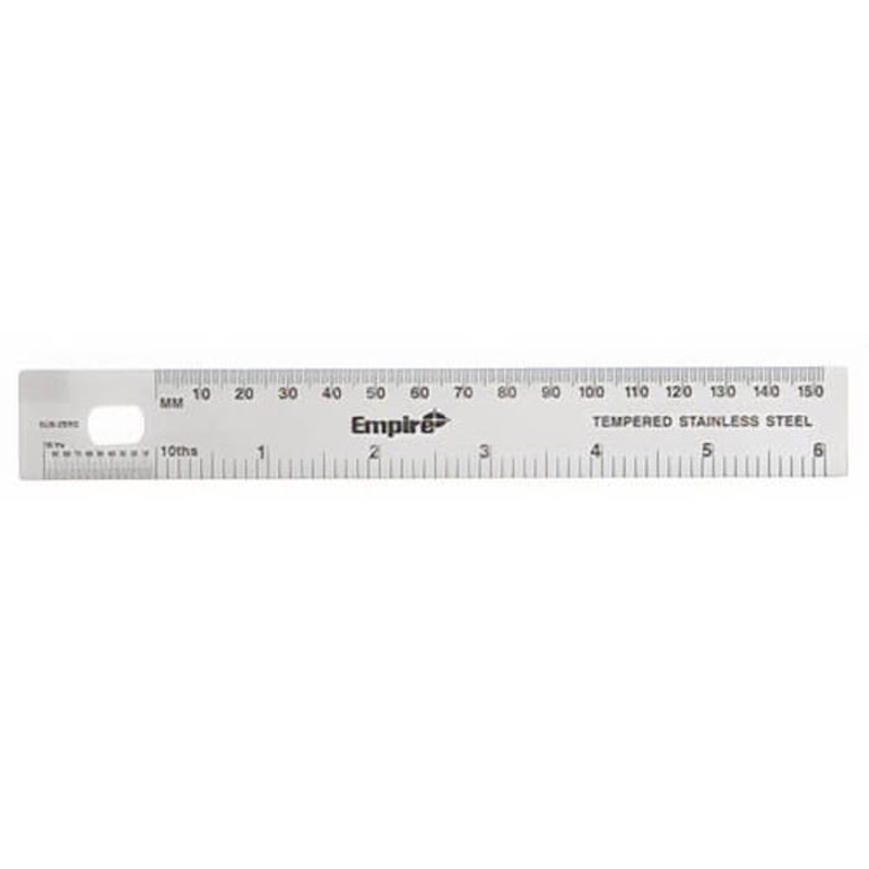 Empire 27303 Stiff Ruler with 32nds, Millimeter, Stainless Steel, Imperial, 6 in