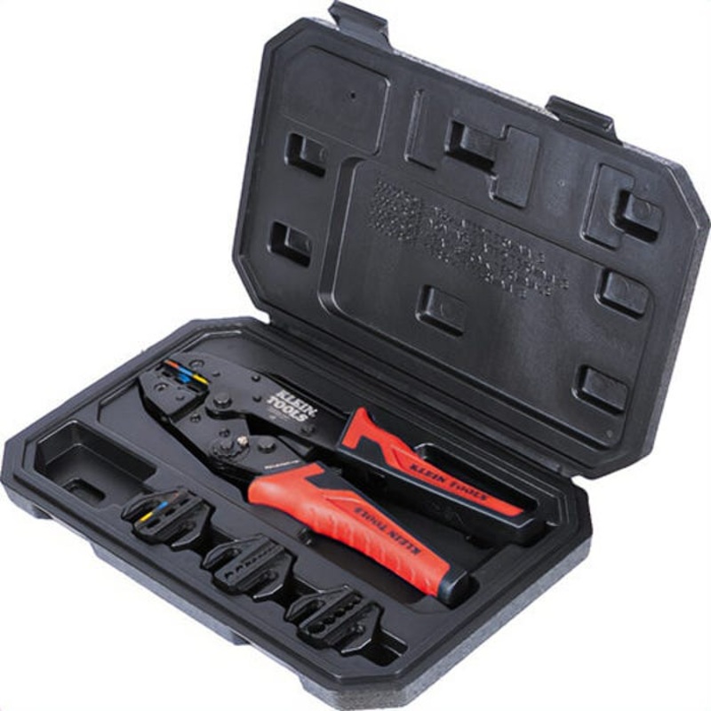 Klein 3000CRKIT Ratcheting Crimper Set, 10-22 AWG Terminals, Steel