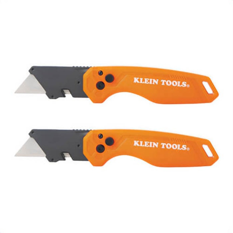 Klein 44313 Folding Utility Knife Set, Plastic, Orange, 2.4 in x 1 in Blade, 2 pk
