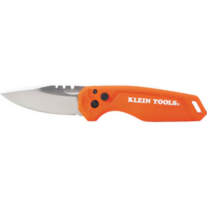 Klein 44320 FlickBlade Folding Pocket Knife, Steel, Plastic, Orange, 0.11 in x 2.9 in Blade