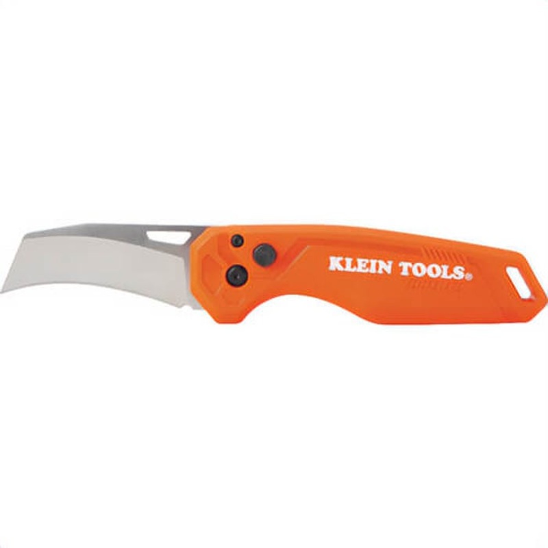 Klein 44321 FlickBlade Hawkbill Folding Pocket Knife, Steel, Plastic, Orange, 0.11 in x 2.9 in Blade