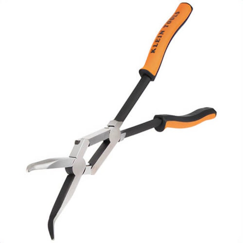 Klein 71401 Long Reach Needle Nose Pliers, Bent Nose, Steel, 13 in