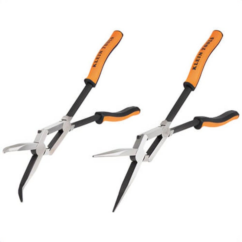 Klein 71402 Long Reach Needle Nose and Bent Nose Pliers Set, Steel, 13 in, 2 pc