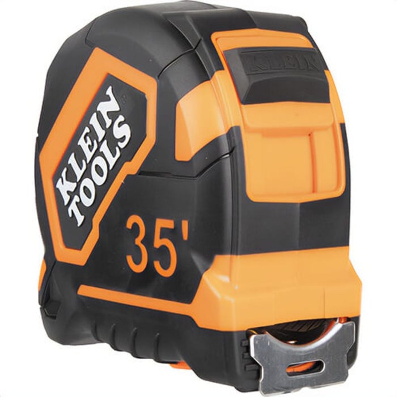 Klein 9135 Tape Measure, Plastic Case with Steel Blade, Orange/Black, 35 ft Single-Hook
