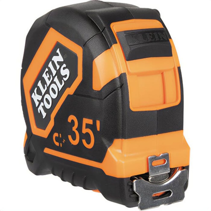 Klein 9235 Tape Measure, Magnetic Double-Hook, Orange/Black, 1/16 in Graduations, 35 ft