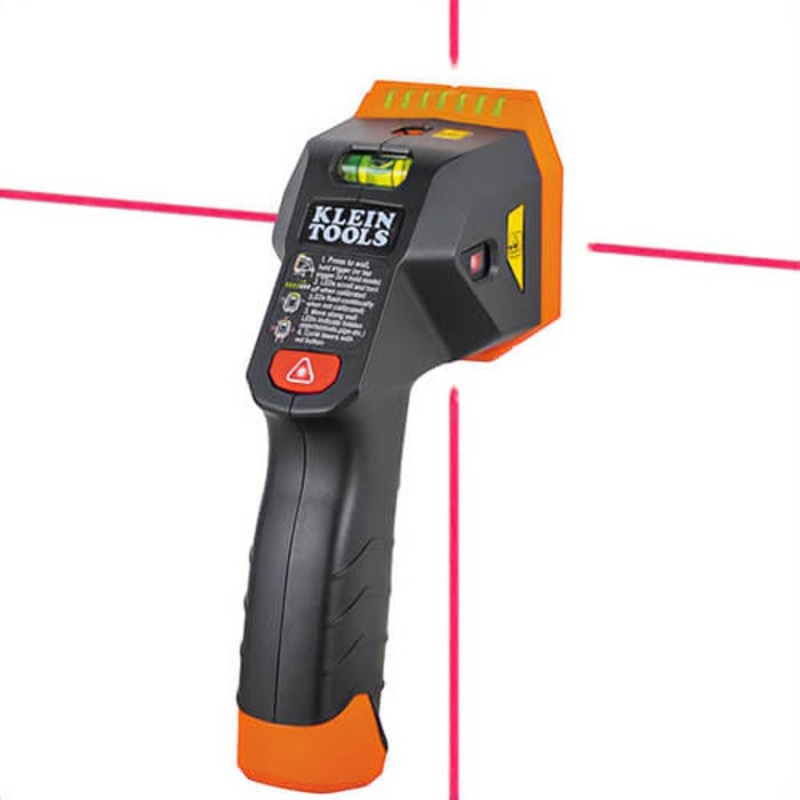 Klein ESF150LL Electronic Stud Finder with Cross-Line Lasers, 2 AA Batteries and Manual, Alkaline, Black/Orange