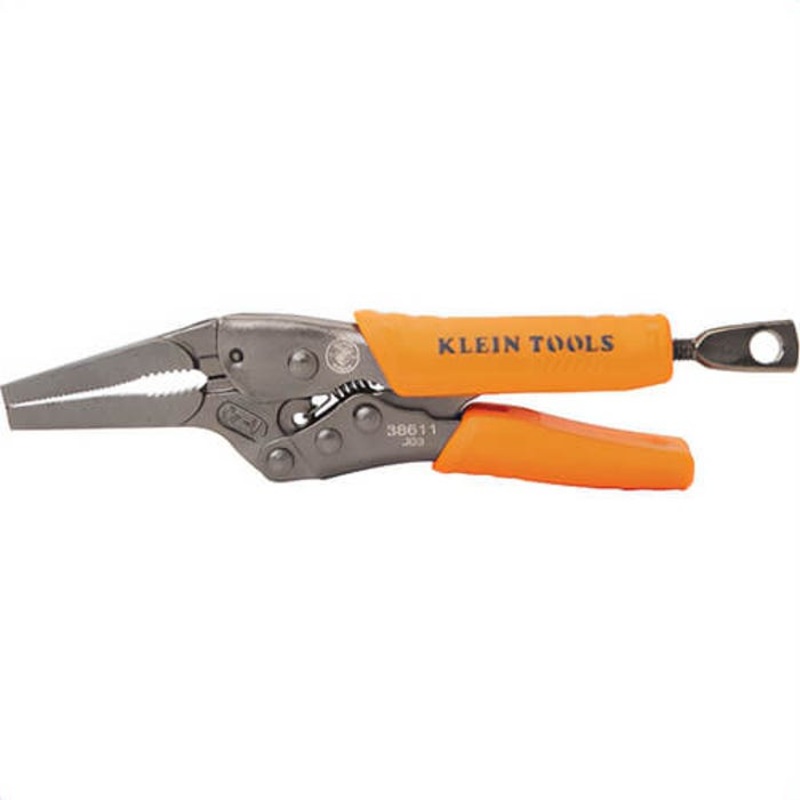 Klein 38611 Long Nose Locking Pliers, High-Strength Gripping, Steel, 6 in