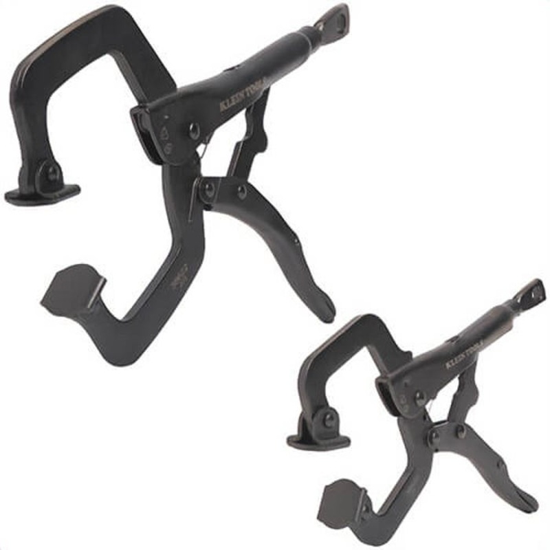 Klein 38662 C-Clamp Locking Pliers with Swivel Jaws Set, Steel, 6 in and 11 in, 2 pc