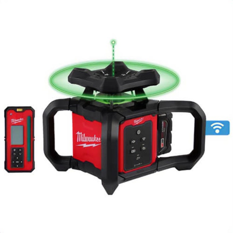 Milwaukee 3702-21 M18 Green Interior Rotary Laser Level Kit with Remote/Receiver and Wall Mount Bracket