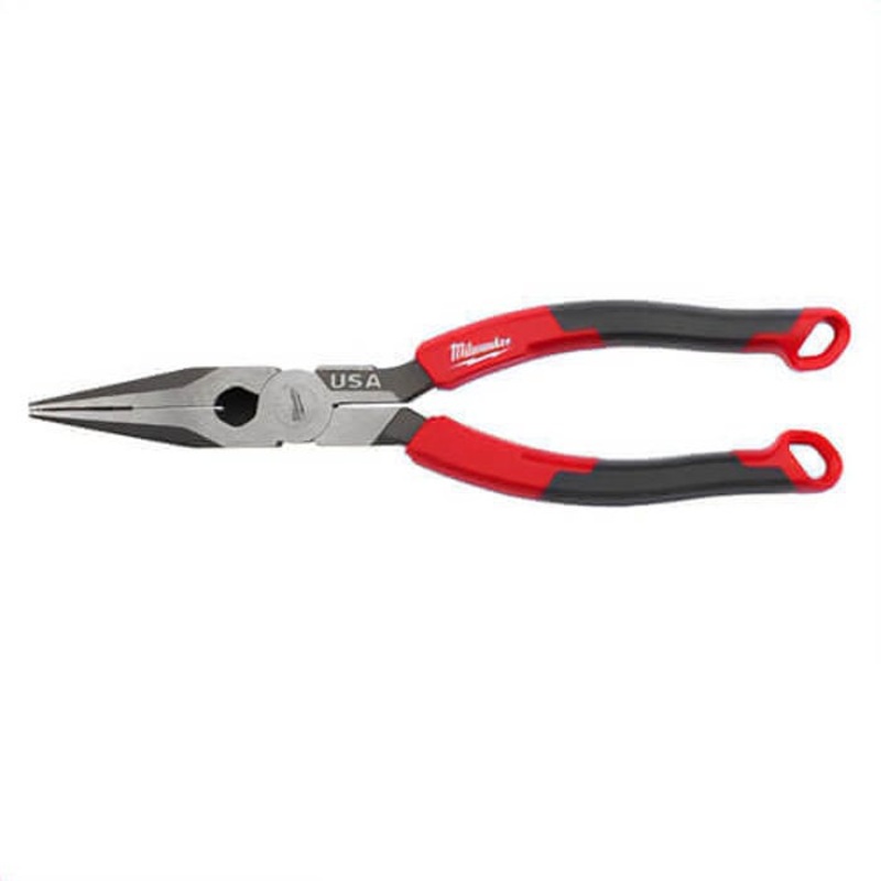 Milwaukee MT555 Needle Nose Plier, Flat Jaw, 2-3/4 in L Jaw, 8 in OAL, 7/64 in W Tip