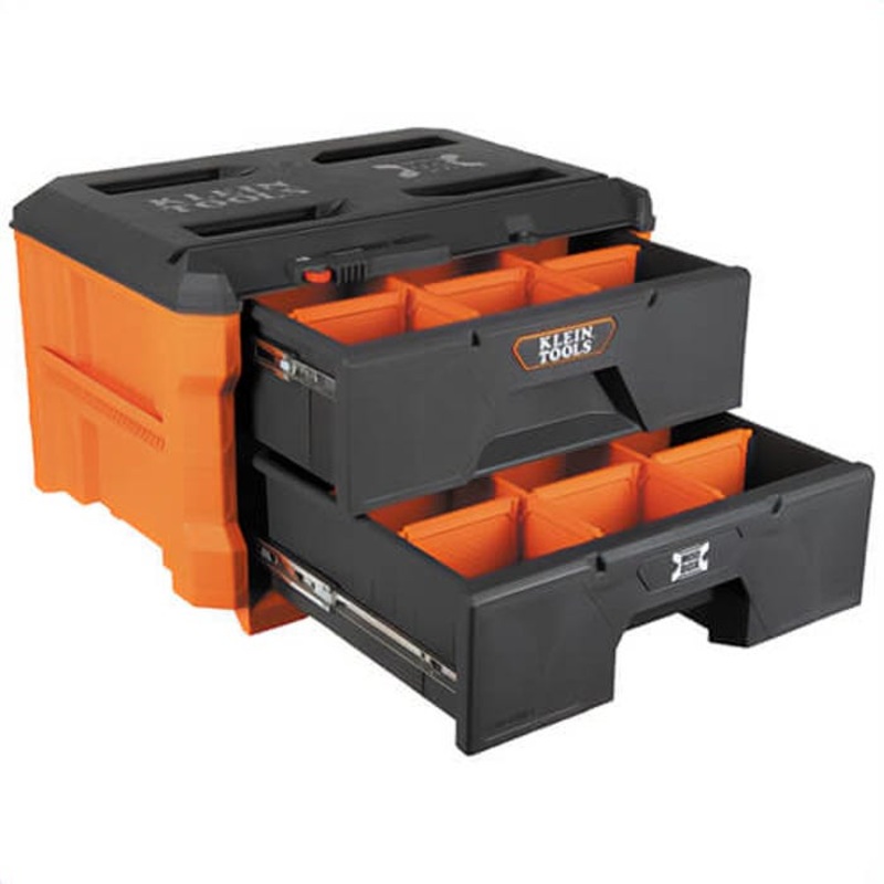 Klein 54822MB MODbox Two Drawer Toolbox, Impact Resistant Polymers, Orange