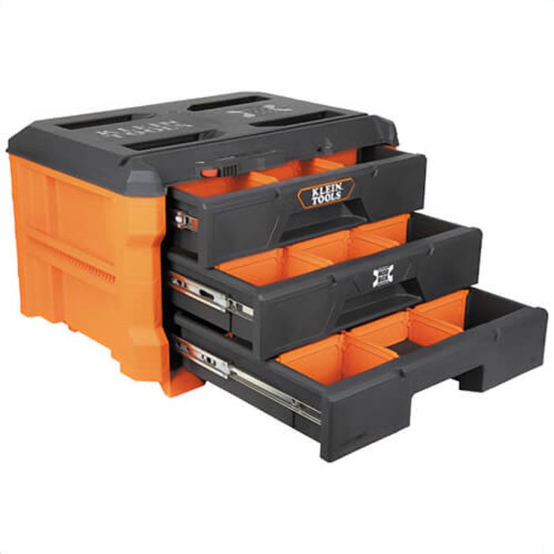 Klein 54823MB MODbox Three Drawer Toolbox, Impact Resistant Polymers, Orange