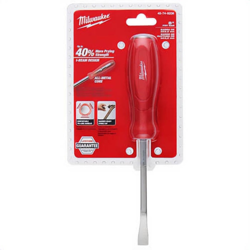 Milwaukee 45-74-9208 I-Beam Pry Bar, Beveled Tip, 8 in OAL, Steel