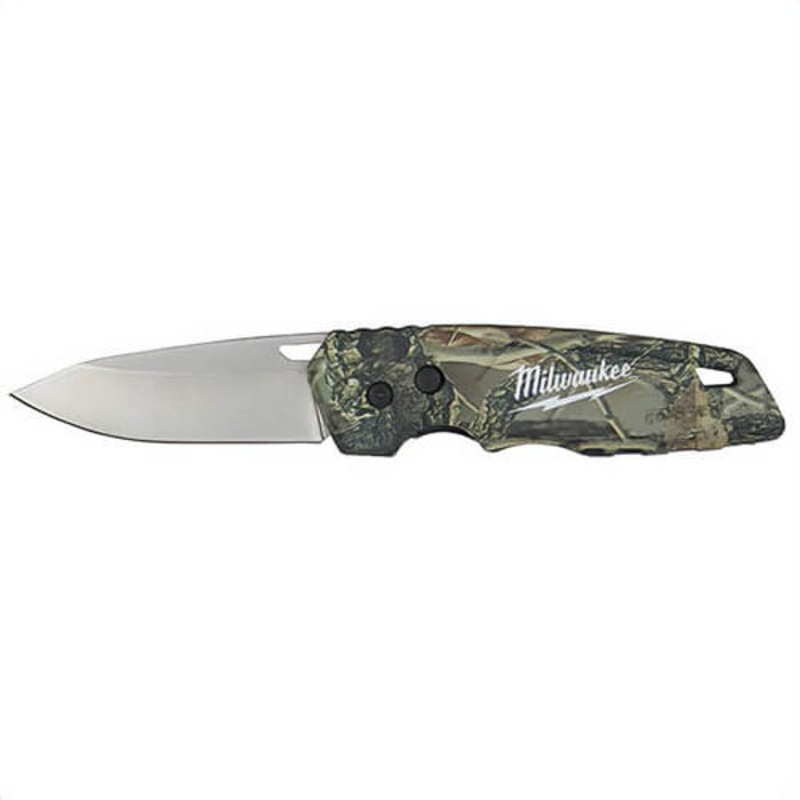 Milwaukee 48-22-1524 Fastback Lockable Camo Folding Knife, Stainless Steel Drop Point Blade, 2.95 in L Blade