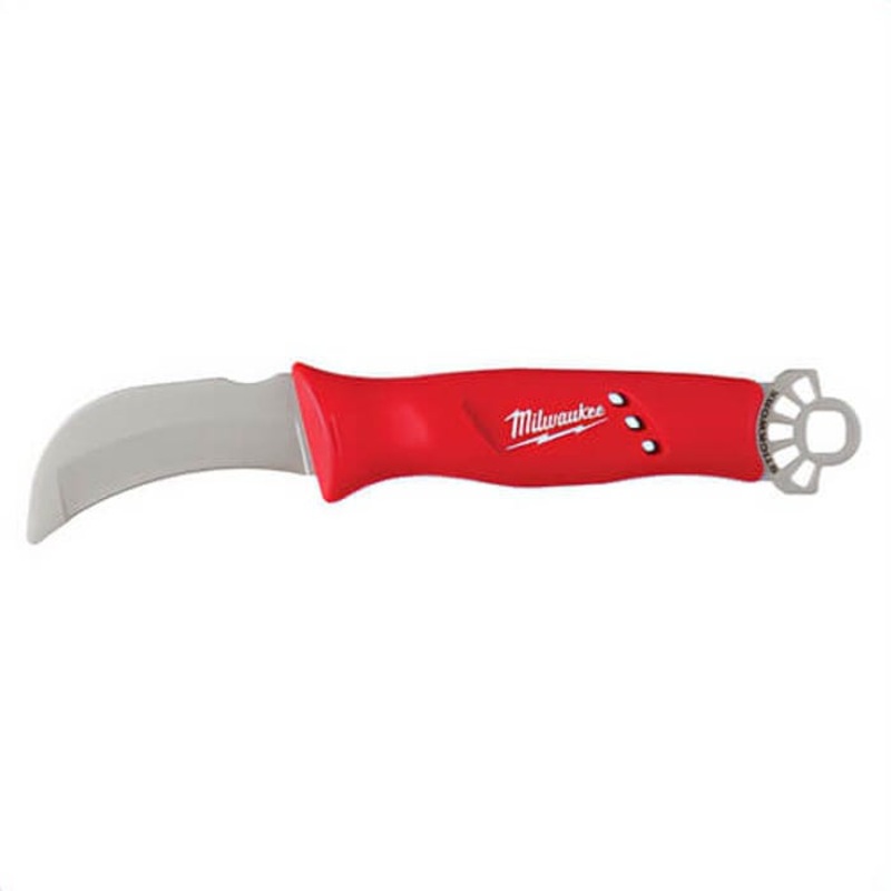 Milwaukee 48-22-1923 Lineman's Knife with StickWork 3-in-1 Ring, 1.8 in W Fixed/Hawkbill Blade, Stainless Steel Blade