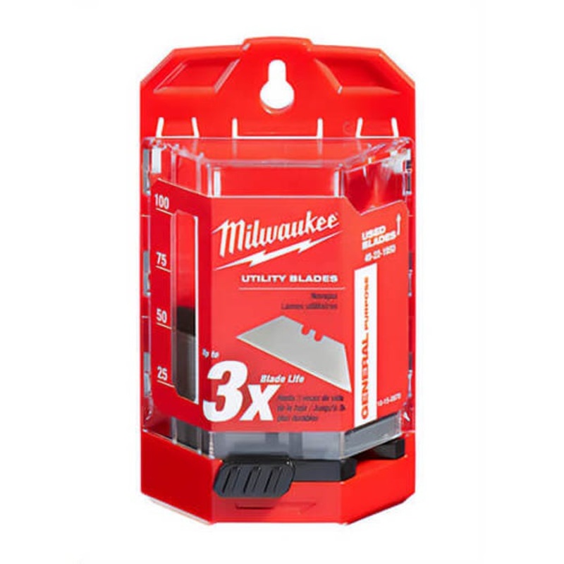 Milwaukee 48-22-1950 General Purpose Utility Blade with Dispenser, Micro Carbide Metal, 50 pc