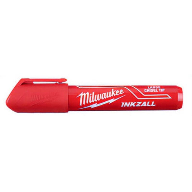 Milwaukee 48-22-3256 Inkzall Permanent Marker, Large Chisel Tip, Plastic, Red, 12 pc