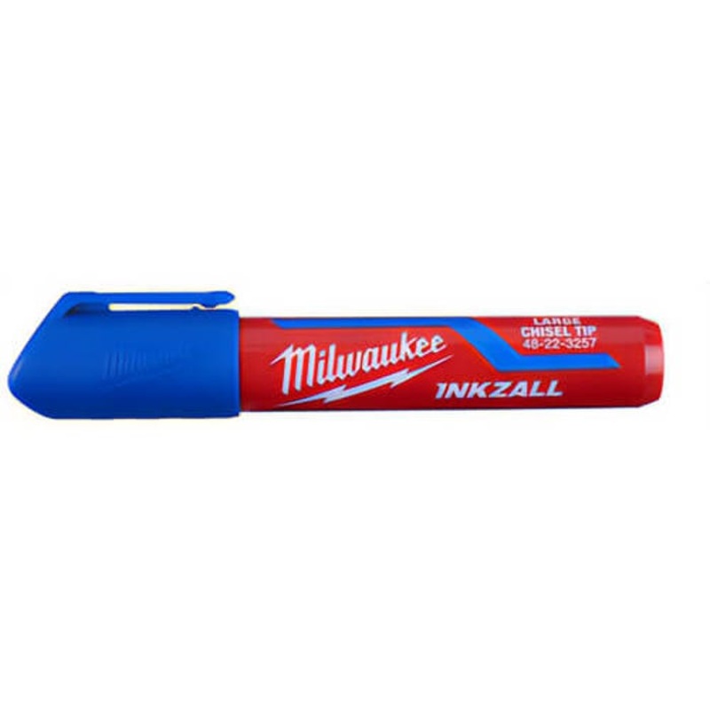 Milwaukee 48-22-3257 Inkzall Permanent Marker, Large Chisel Tip, Plastic, Blue, 12 pc