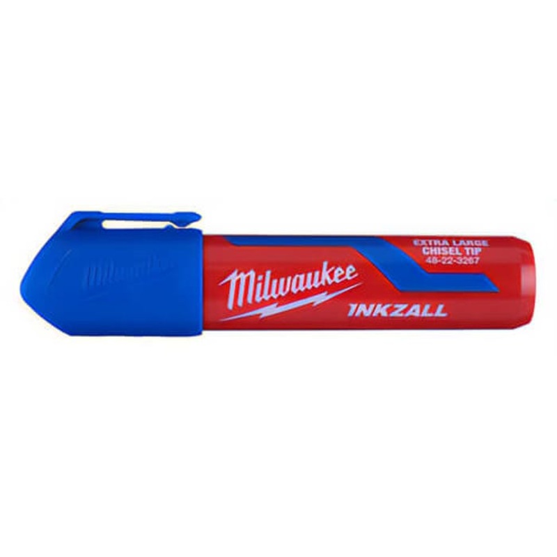 Milwaukee 48-22-3267 Inkzall Permanent Marker, Extra Large Chisel Tip, Plastic, Blue, 12 pc