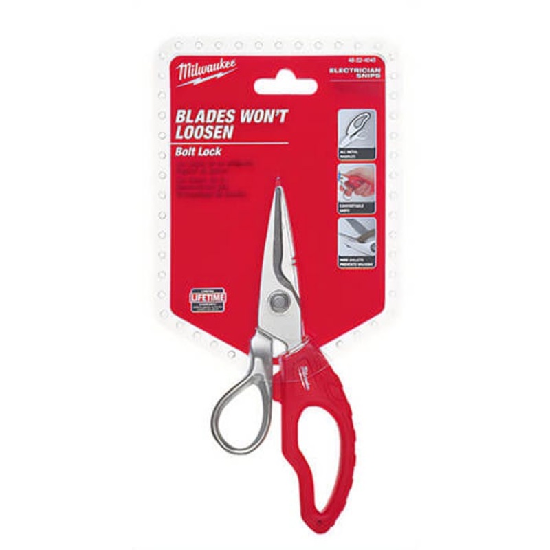 Milwaukee 48-22-4045 Data Electrician's Snip, CAT 6 Wire Cutting, 1-1/2 in L of Cut, Metal Blade, Polymer/Steel Handle
