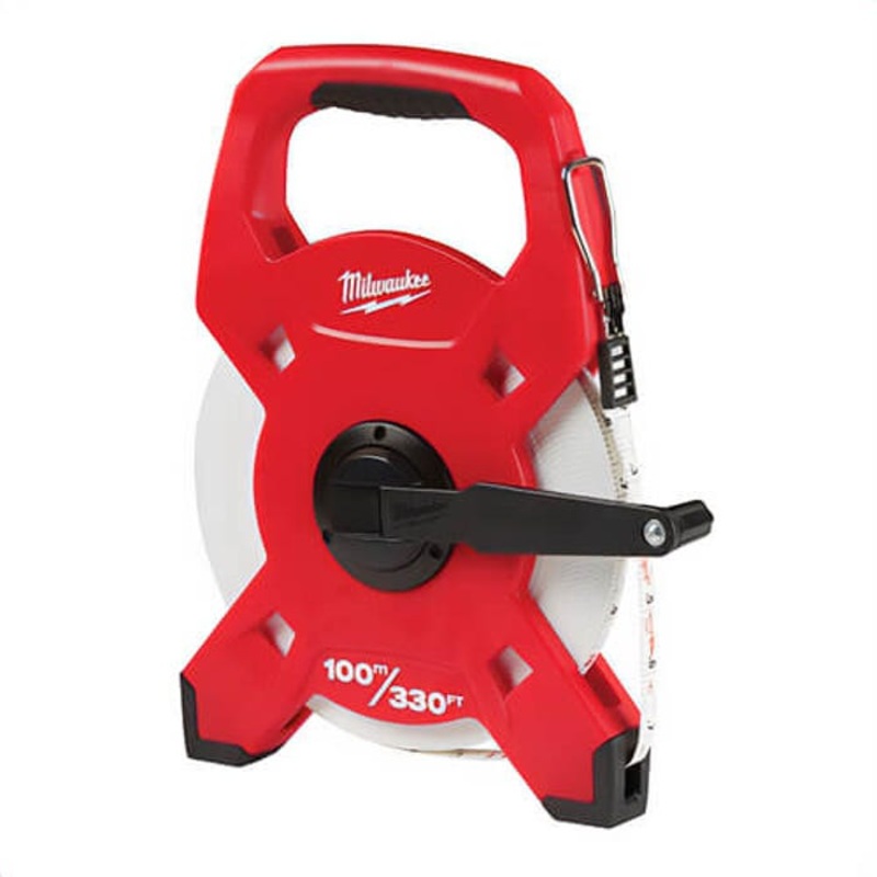 Milwaukee 48-22-5310 Lockable Fiberglass Open Reel Long Tape, 330 ft L x 1/2 in W Blade, Fiberglass Blade