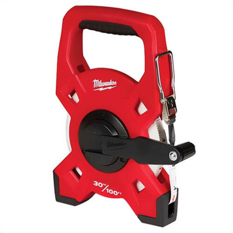 Milwaukee 48-22-5330 Lockable Fiberglass Open Reel Long Tape, 100 ft L x 1/2 in W Blade, Fiberglass Blade