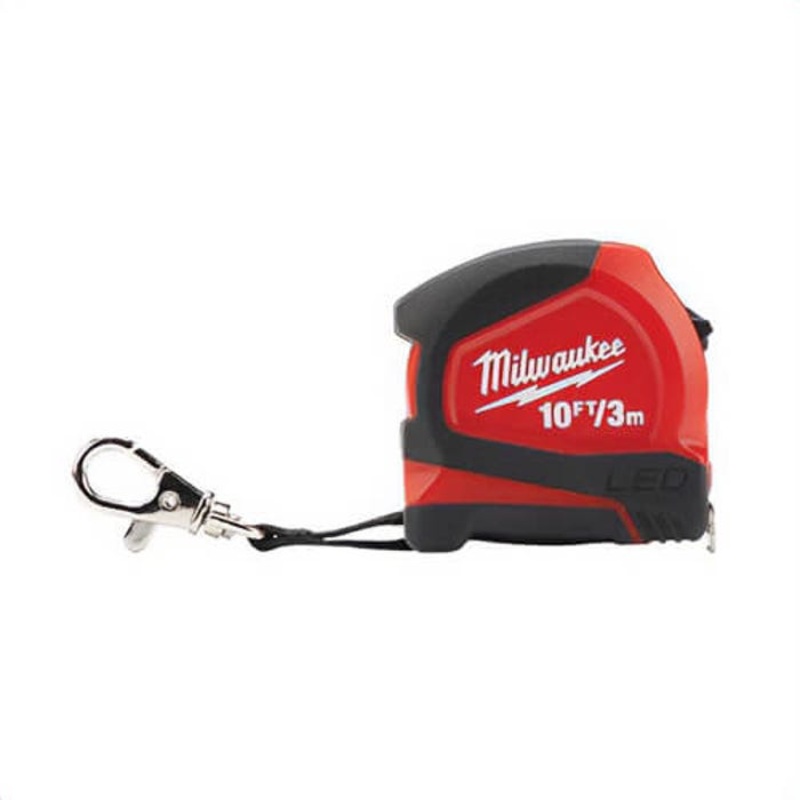 Milwaukee 48-22-6601 Compact Magnetic Measuring Tape, 10 ft L, Steel Blade, 1/16 in Graduation